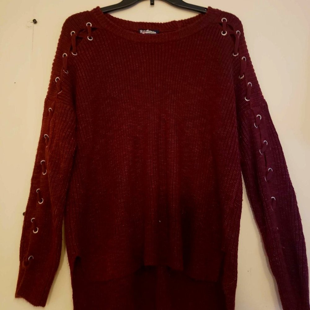 Freshman 1996 Maroon Lace Up Sleeve Sweater